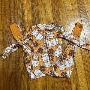 Orange Donut Print Pajama Set